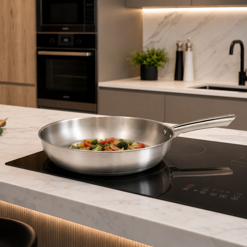 Sarten de Acero Inoxidable para Cocina de Inducción 28cm Mastermaid 