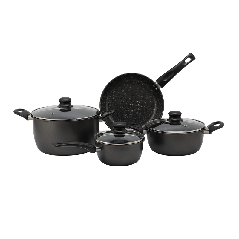 Ollas de Inducción Stone en Set de 7 Piezas Negra Mastermaid