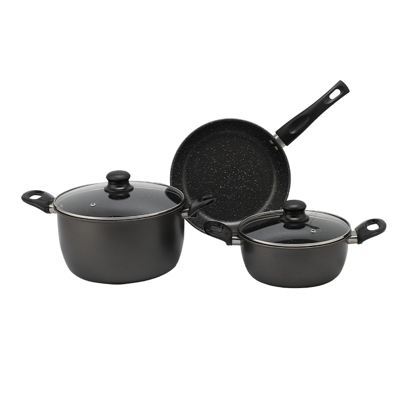 Ollas de Inducción Stone en Set de 5 Piezas Negra Mastermaid