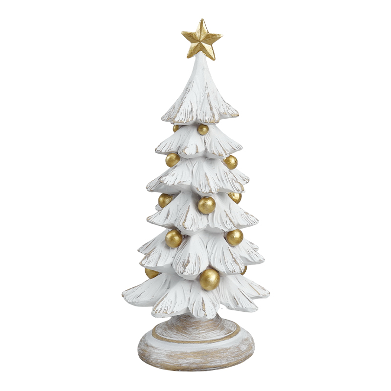 Árbol Navideño Blanco y Oro 4.02X3.74X8.94cm