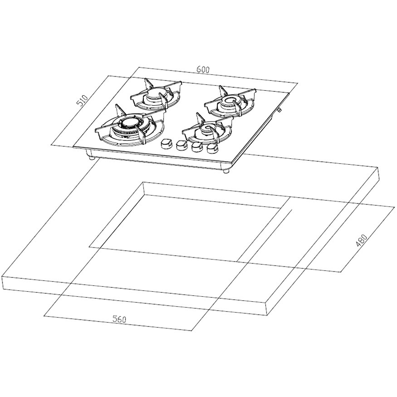 Cocina Stylo 3G+1TC 60x50cm Mastermaid