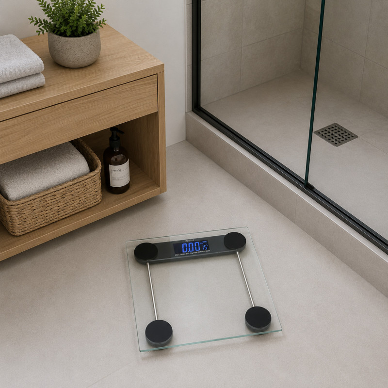 Balanza para Baño Digital Vidrio Transparente 180kg