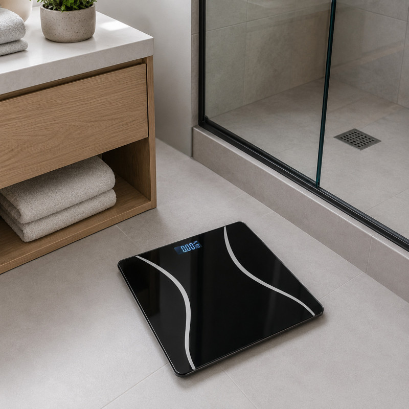 Balanza para Baño Digital Vidrio Negro 180kg