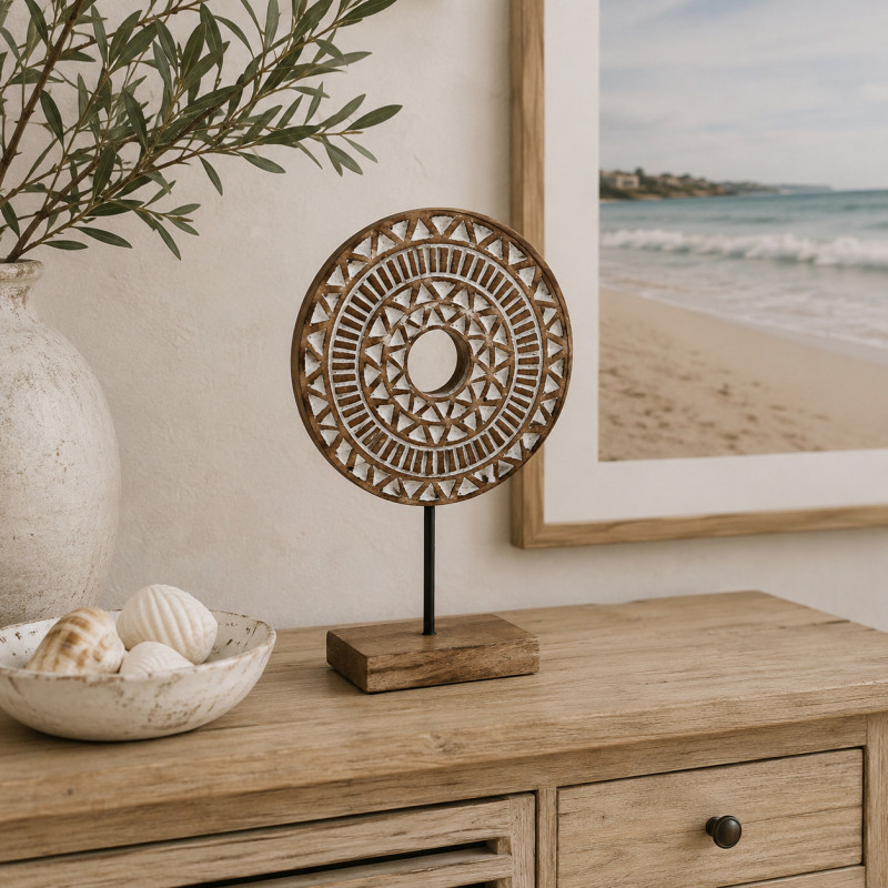 Adorno Mandalas de Madera con Base