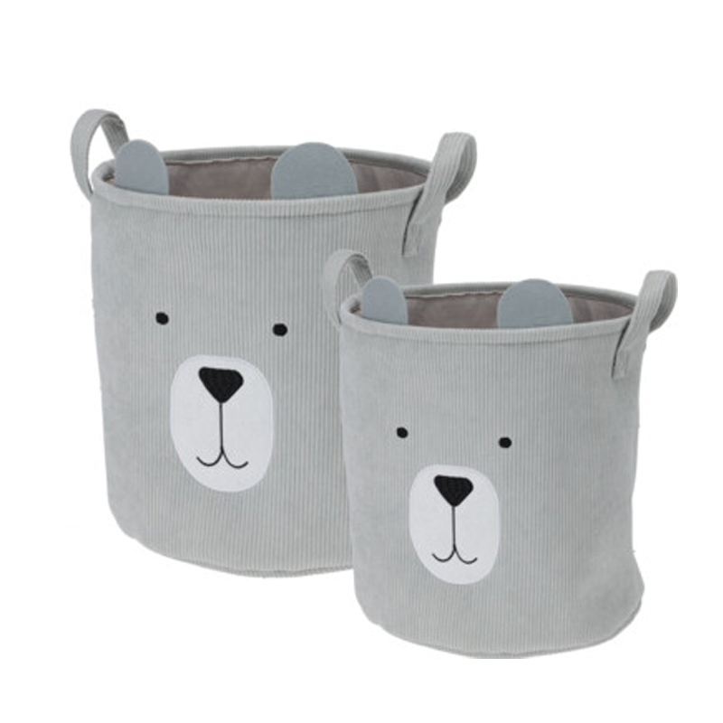 Cesto Oso Gris Redondo Set 2 Piezas
