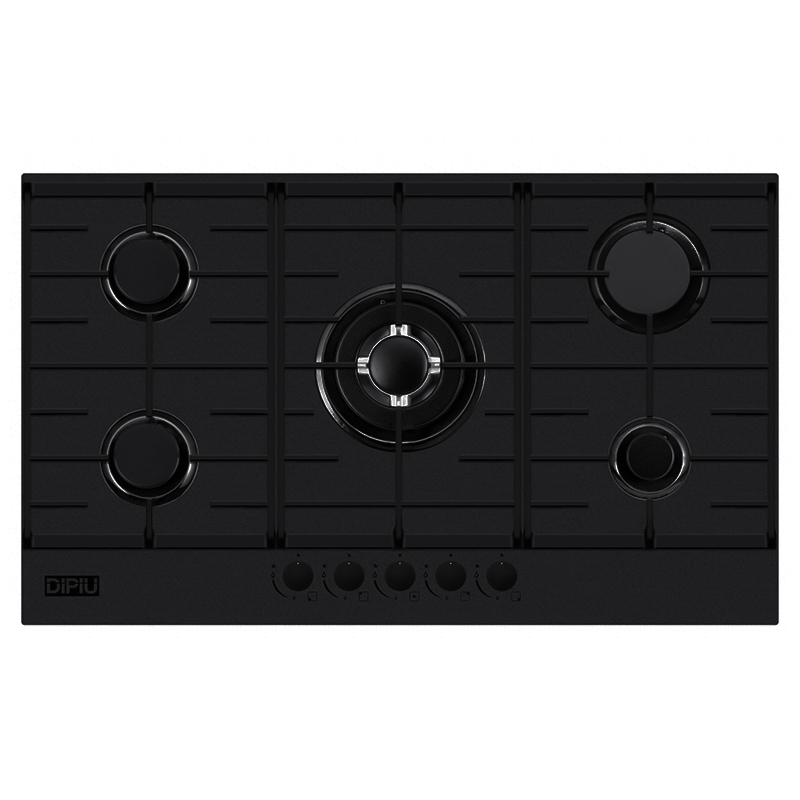 Cocina a Gas con 4 Quemadores + 1 Triple Llama 86x51cm Black Dipiu 
