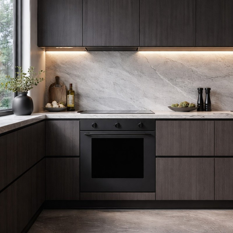 Horno a Gas Convección 90L Black Glass Mate Dipiu