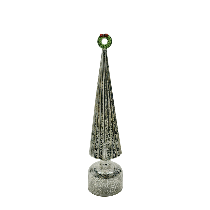 Árbol de Vidrio Silver con Luz 9x44cm 