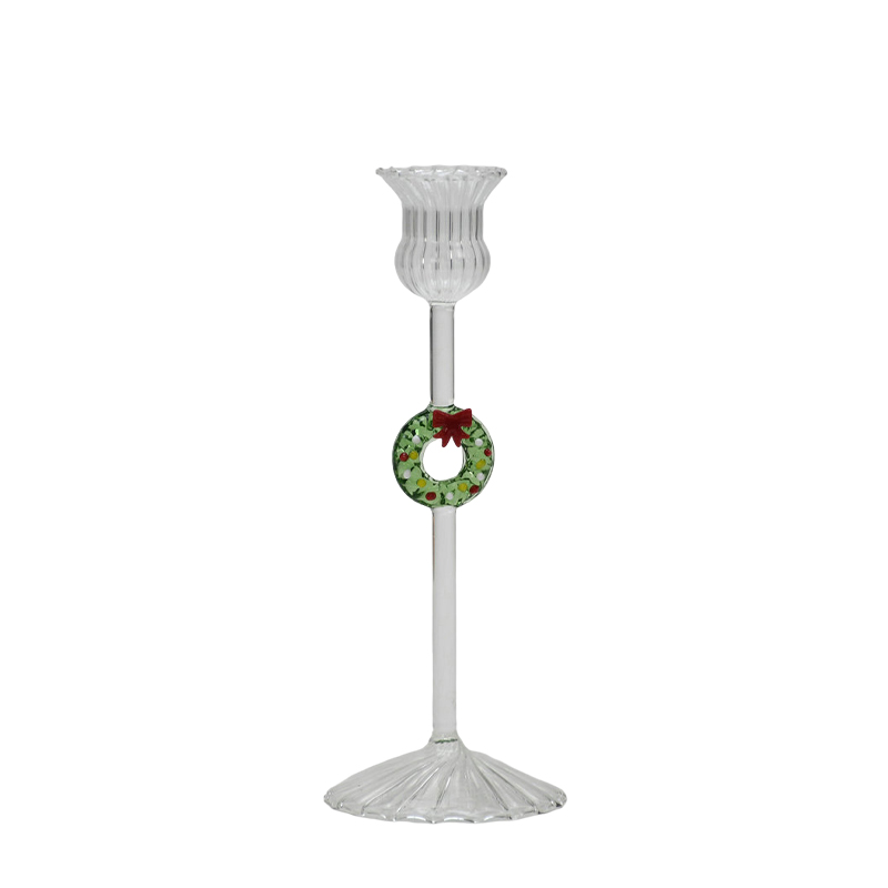 Candelabro de Vidrio con Corona 8x21cm