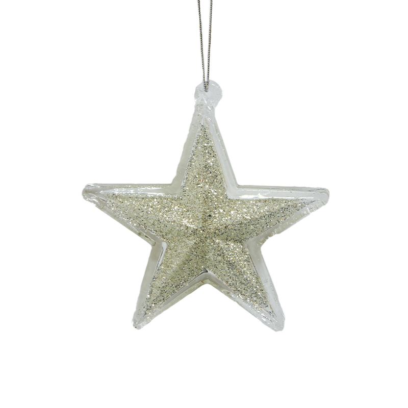 Estrella de Vidrio Colgante Plata 9X14X1.5cm 