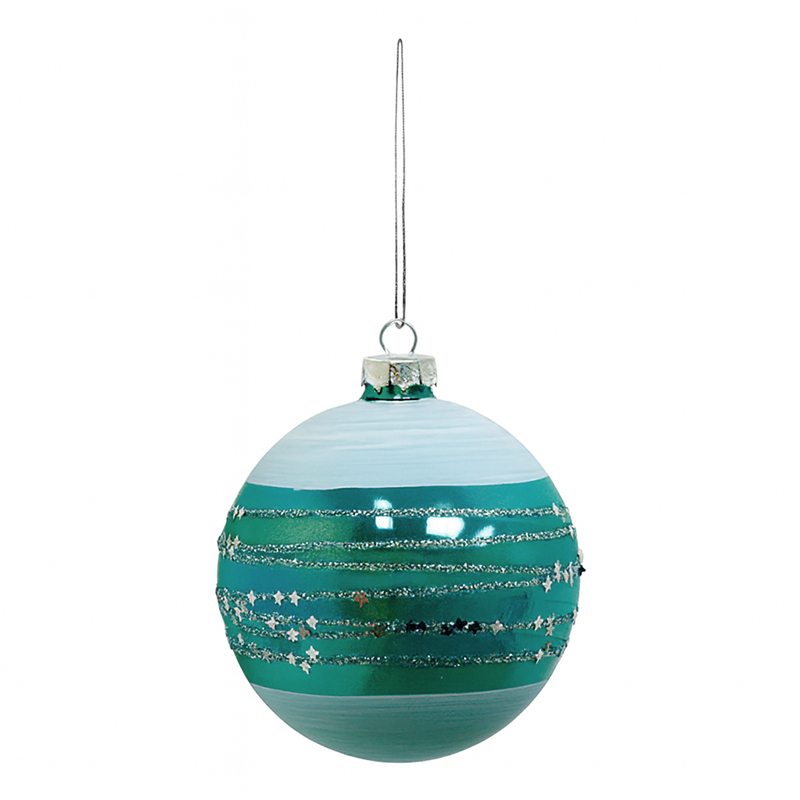 Bola de Vidrio Colgante Verde y Blanco 10X17X10cm 
