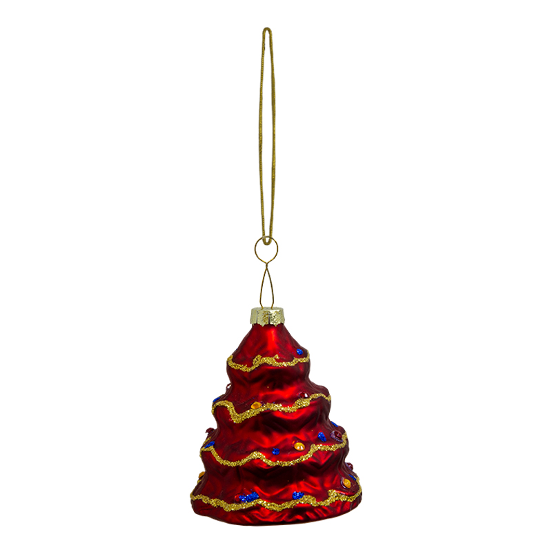 Árbol de Vidrio Colgante Rojo 6.4X7.7X6.5cm 