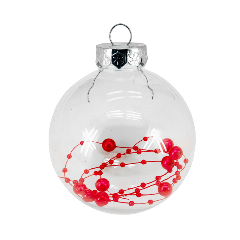 Bola Clear Decorativa Roja 8cm Cherry