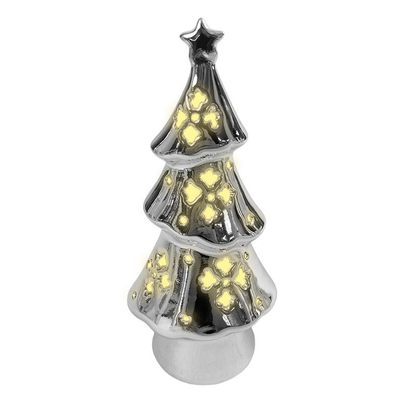Árbol Plateado con Luz 8.6x19.5cm