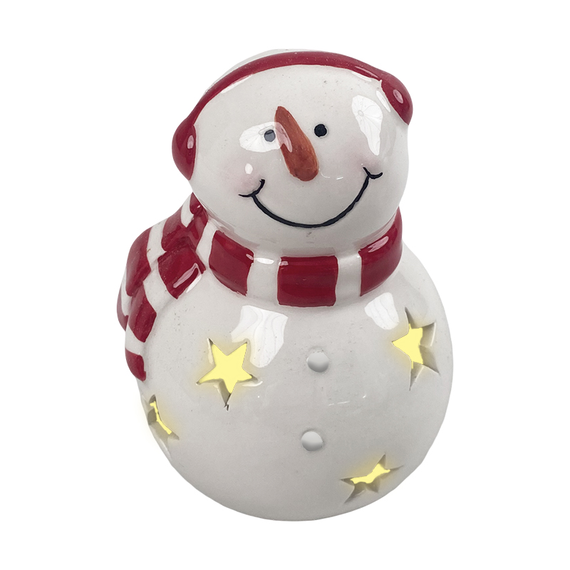 Muñeca de Nieve Blanco Rojo con Luz 8x11cm