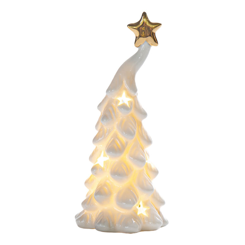 Árbol Blanco con Luz 6.6x6.6x15cm