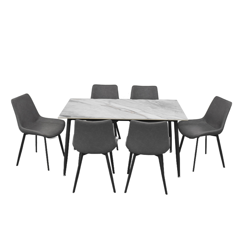 Comedor Mali con 6 Sillas Gris 7 Piezas 