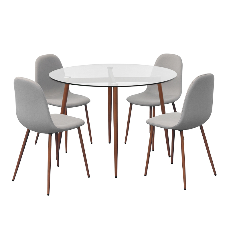 Comedor Baire con 4 Sillas Tela Beige 5 Piezas