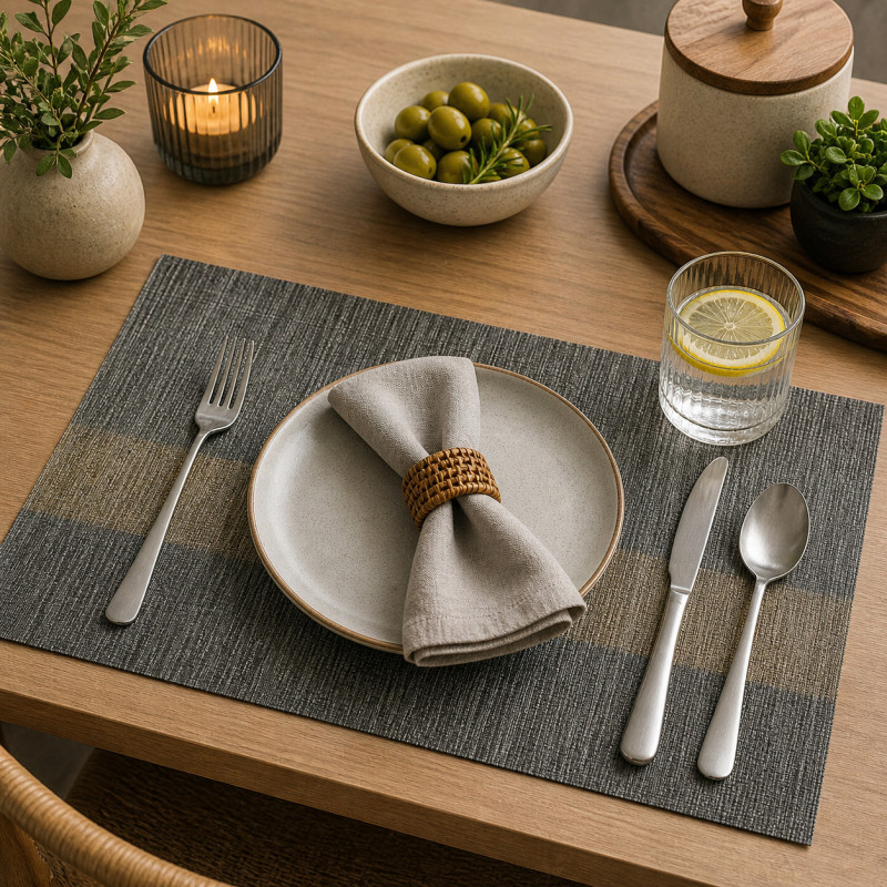 Individual Essen 30x45cm Negro Dorado