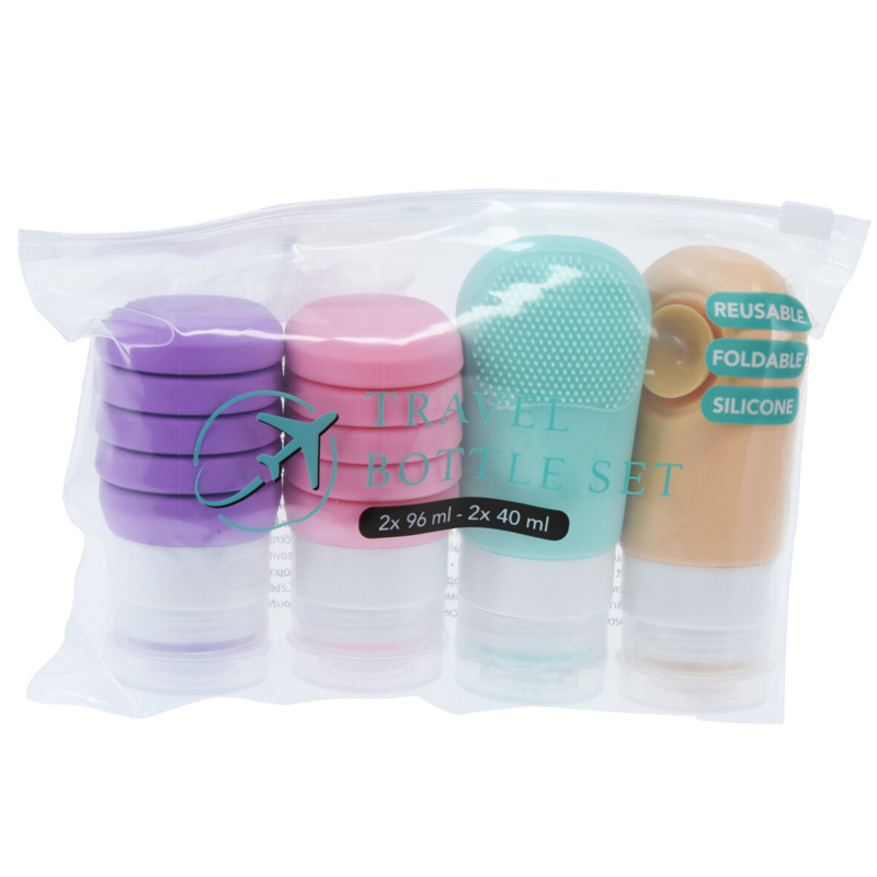 Set de Botellas Silicona para Viaje 5 Piezas 