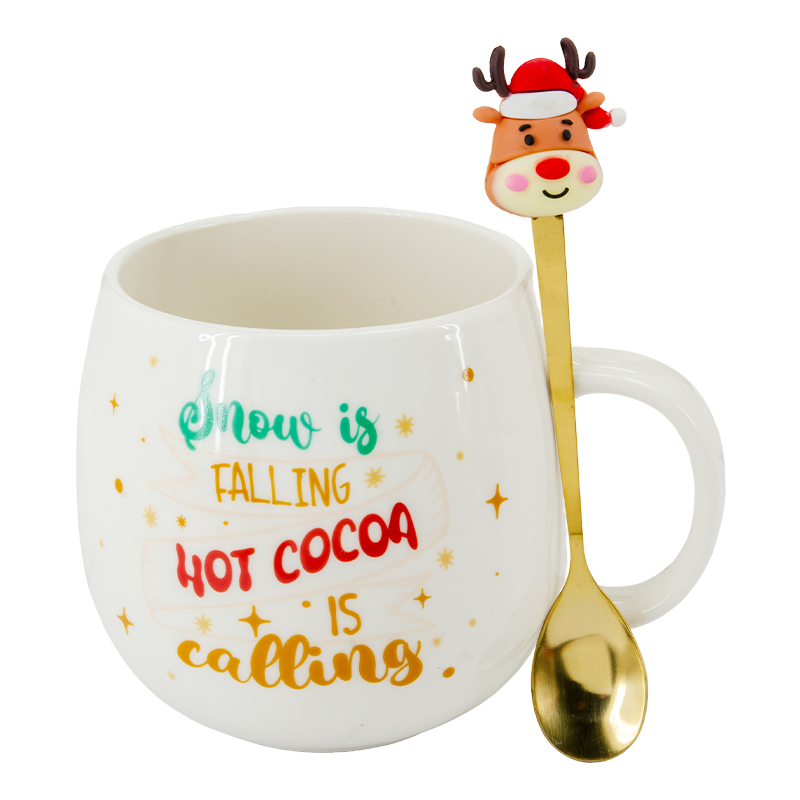 Taza con Cuchara 2 Piezas Porcelana 