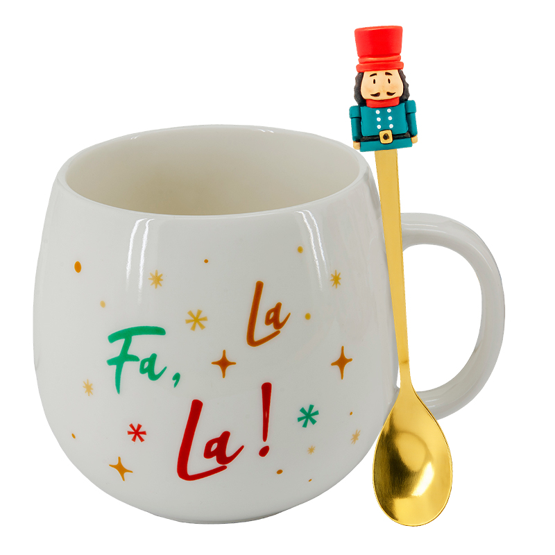 Taza con Cuchara 2 Piezas Porcelana 