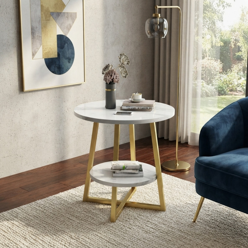 Mesa de Centro Golden Carrara 48cm