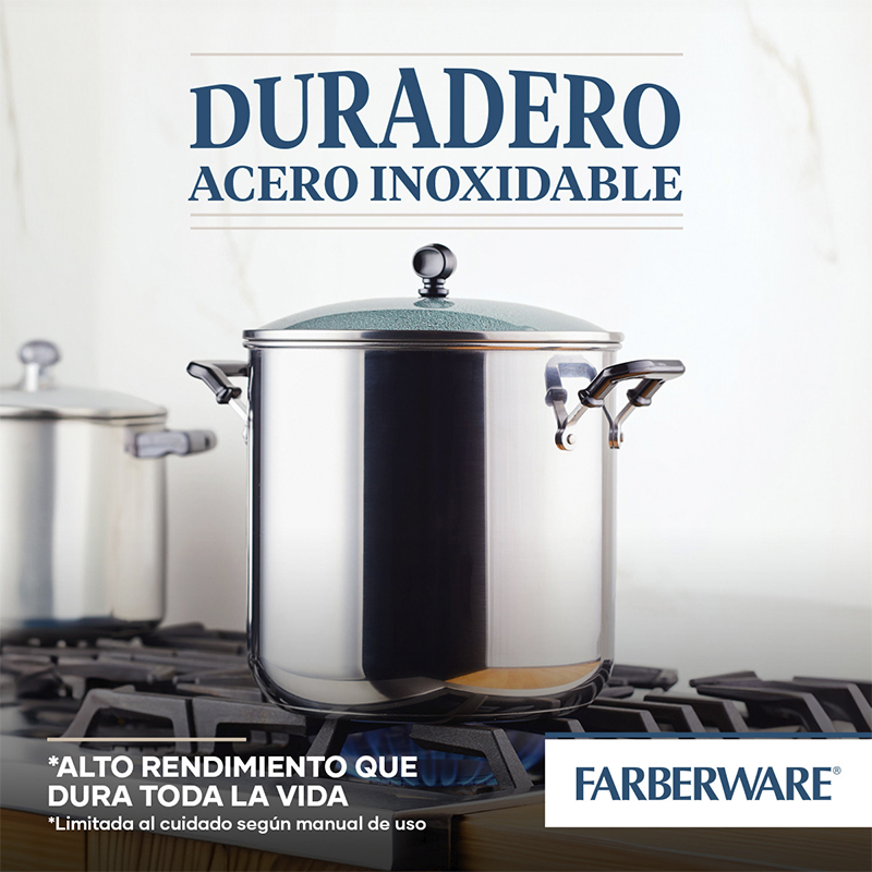 Olla 10.4LT con Tapa de Vidrio Classic Inoxidable Farberware