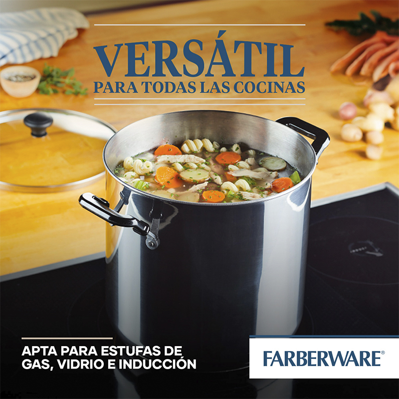 Olla 10.4LT con Tapa de Vidrio Classic Inoxidable Farberware