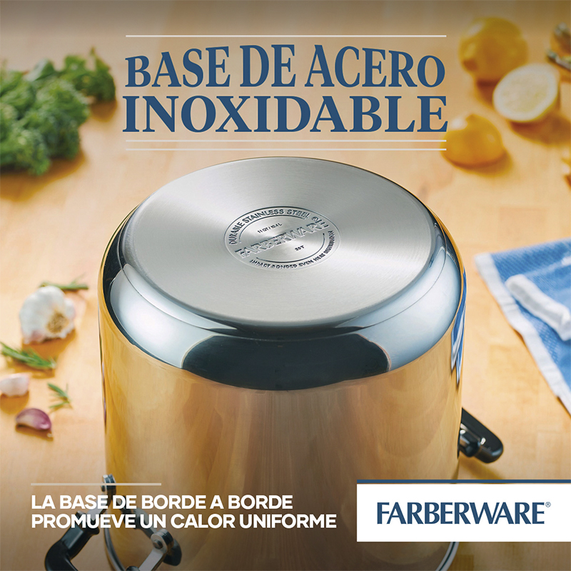 Olla 10.4LT con Tapa de Vidrio Classic Inoxidable Farberware