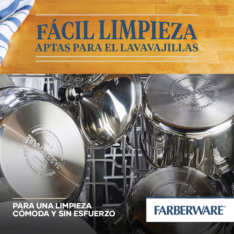 Olla 10.4LT con Tapa de Vidrio Classic Inoxidable Farberware