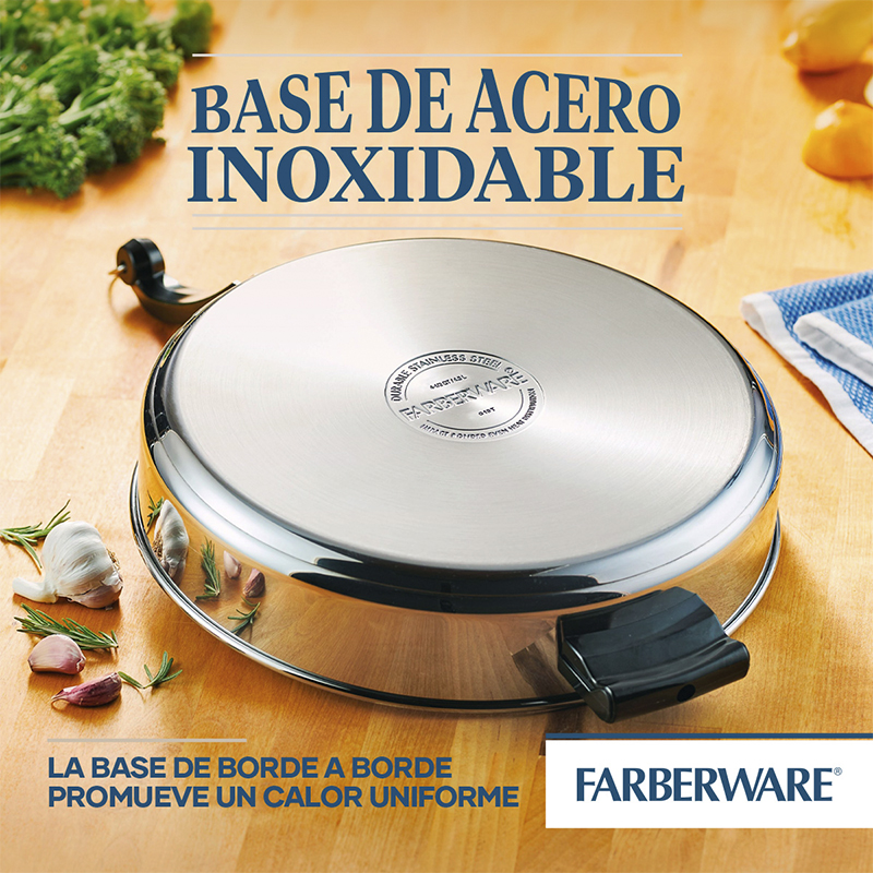 Sartén 4.3 Litros con Tapa Classic Inoxidable Farberware 