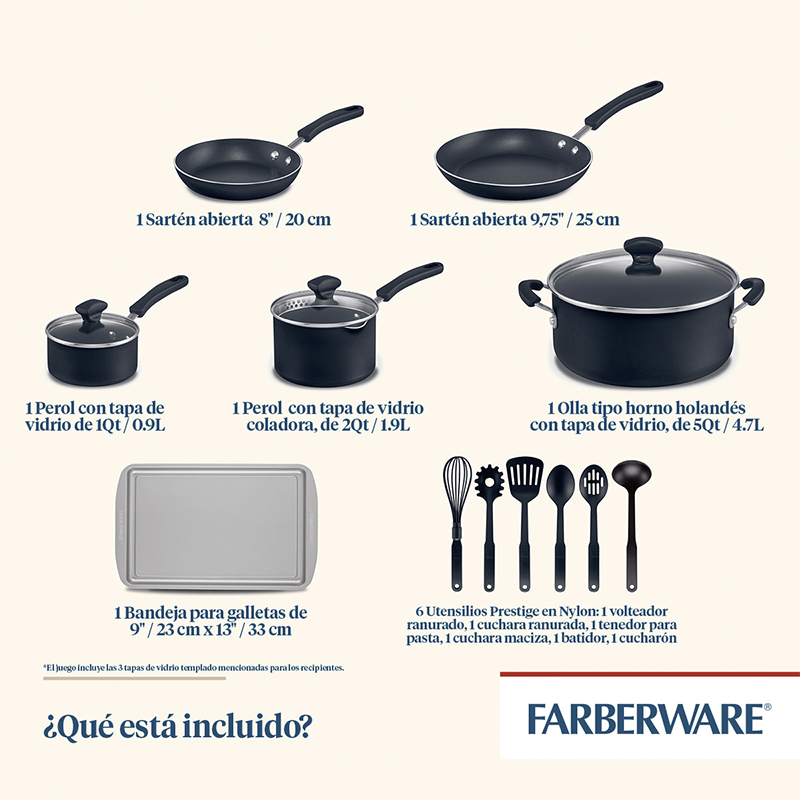 Ollas 15 Piezas Diamondmax Negro Farberware
