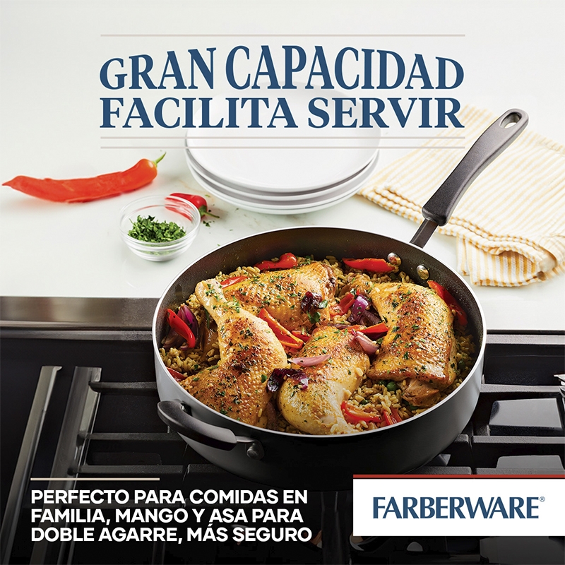 Sartén 30cm con Tapa Diamondmax Negro Farberware