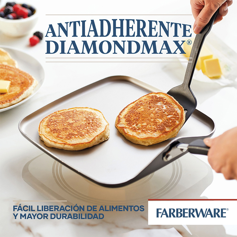 Plancha Cuadrada Diamondmax Pewter 28cm Farberware