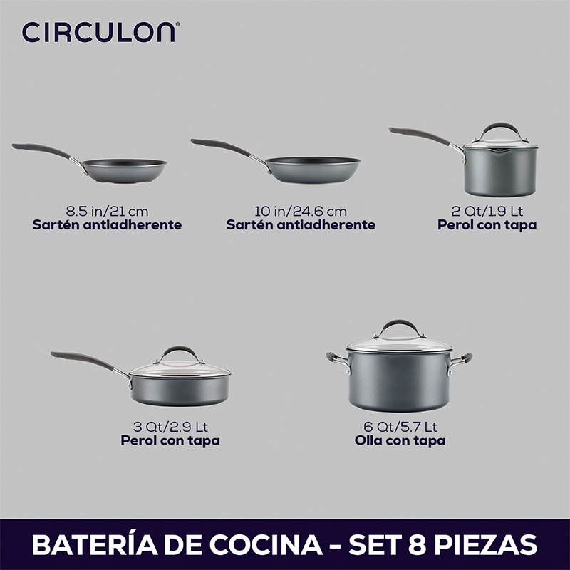 Ollas 8 Piezas Inducción Scratchdefense Circulon 