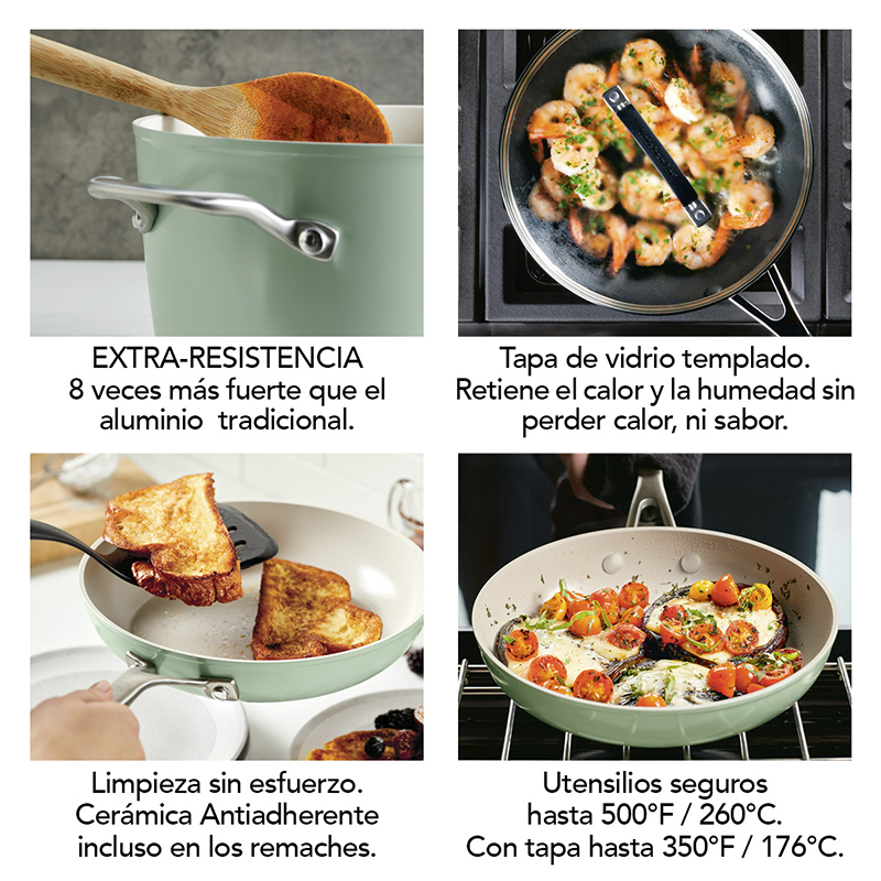 Ollas Juego 10 Piezas Anonized Pistachio Kitchenaid