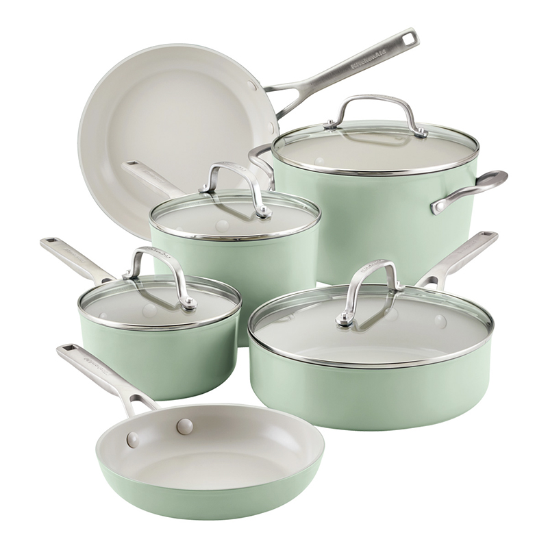 Ollas Juego 10 Piezas Anonized Pistachio Kitchenaid