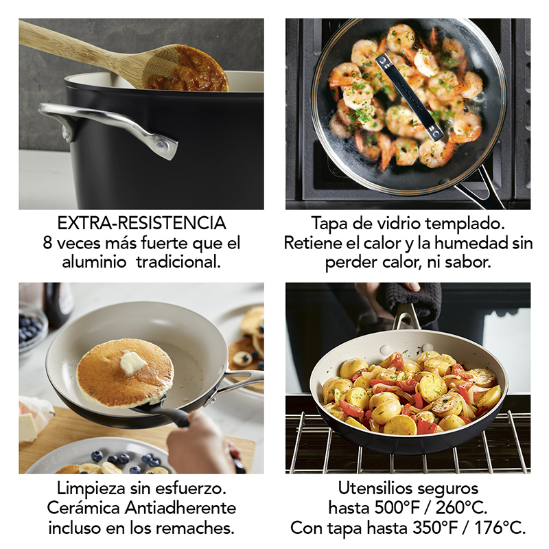 Ollas Juego 10 Piezas Cerámico Negro Kitchenaid 