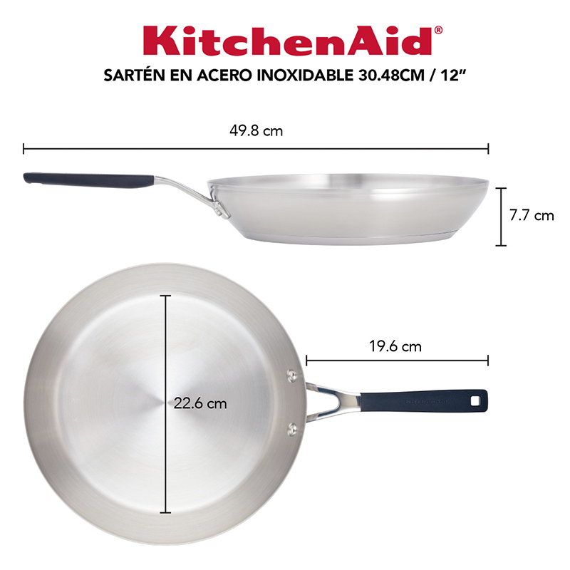 Sartén 30cm Inducción Inoxidable Kitchenaid  