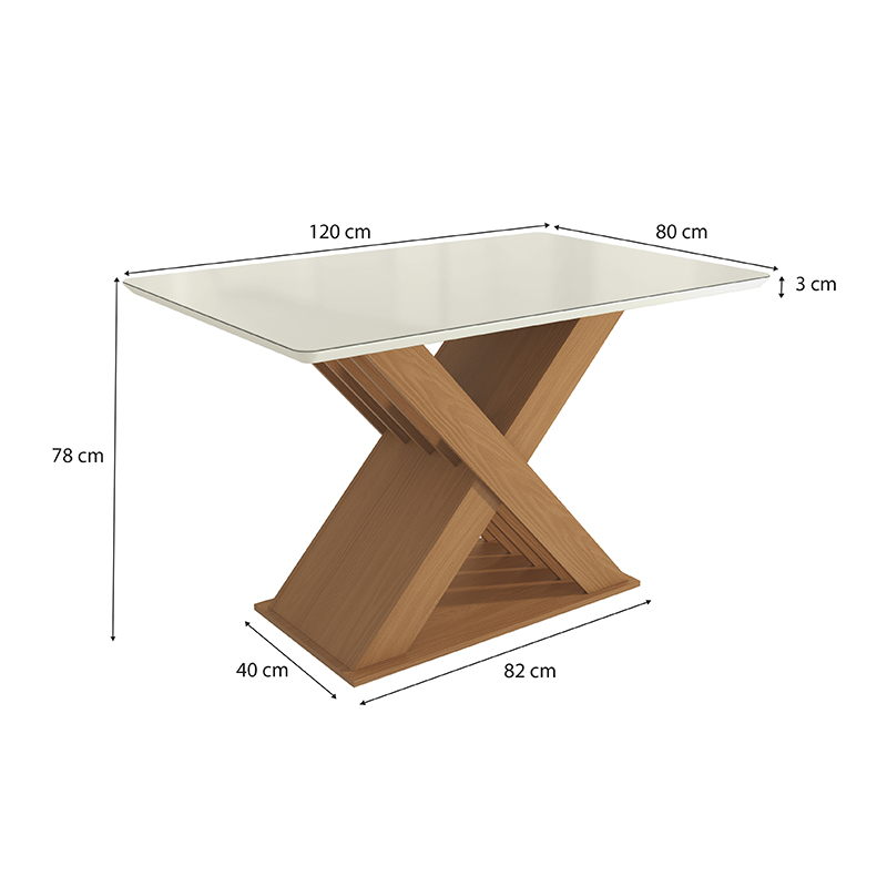 Mesa de Comedor Campinas 80x120cm Laurel Blanco 