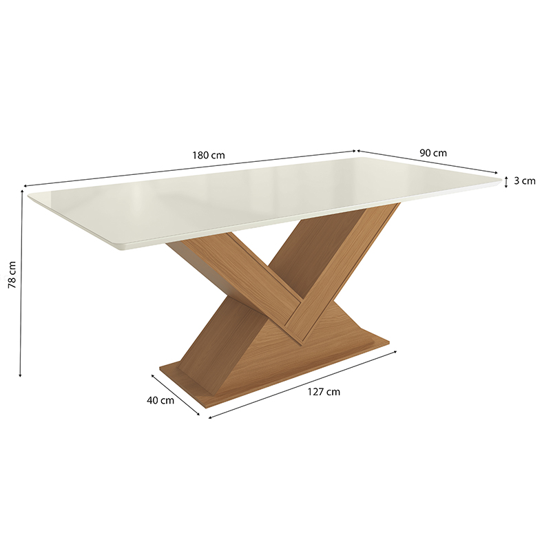 Mesa de Comedor Bahia 90x180cm Laurel Blanco 