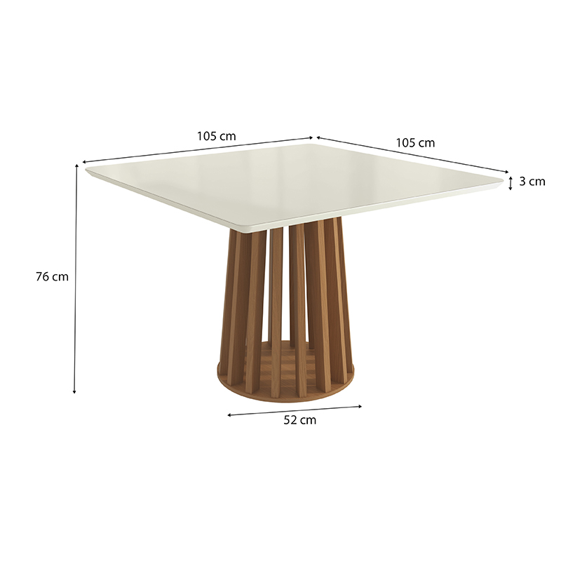 Mesa de Comedor Bali 105x105cm Laurel Blanco 