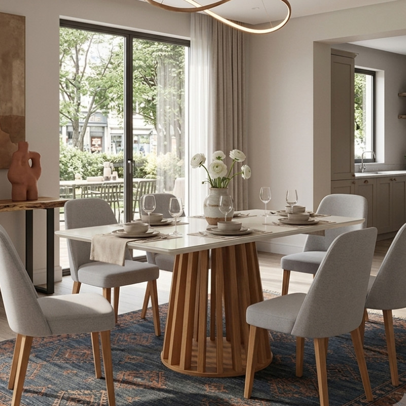 Mesa de Comedor Bali 105x105cm Blanco 
