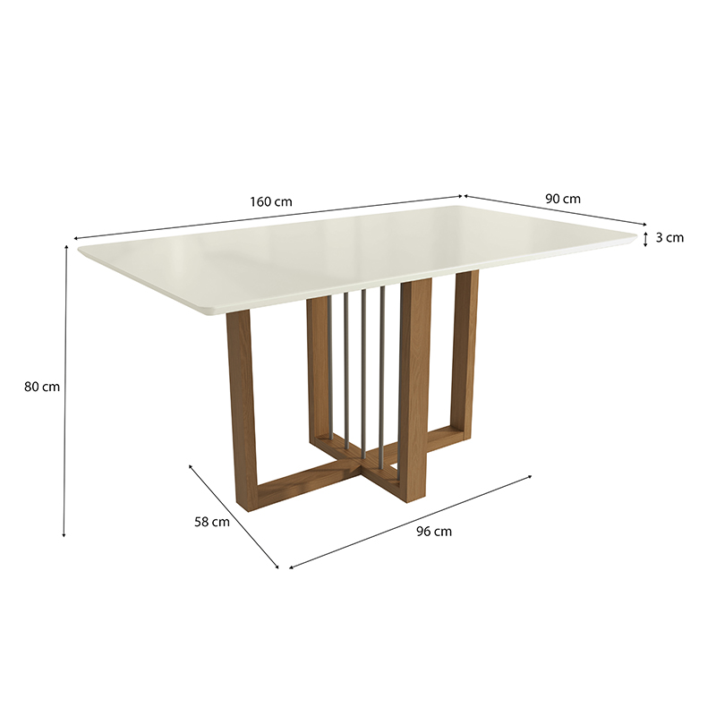 Mesa de Comedor Atola 90x160cm Laurel Blanco 