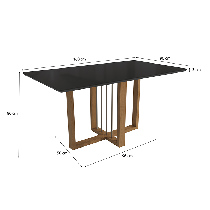 Mesa de Comedor Atola 90x160cm Laurel Negro
