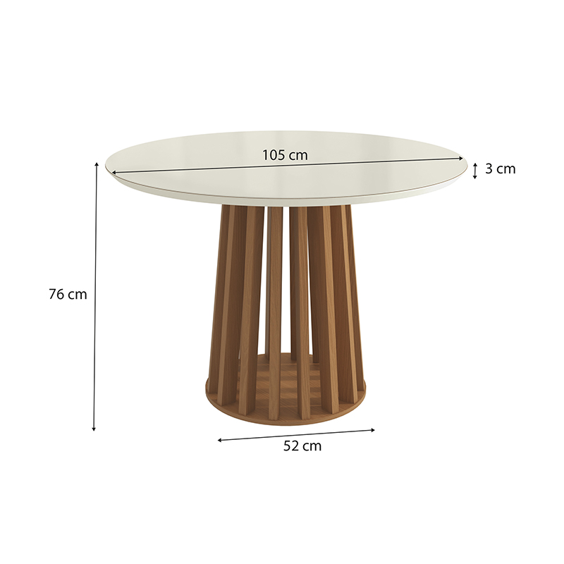 Mesa de Comedor Bali 105cm Laurel Blanco 
