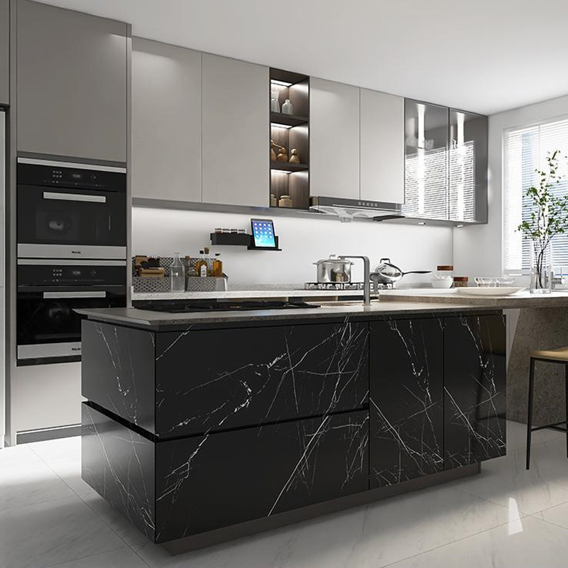 Piedra Sinterizada Negra 80x260x15 Marquina Pulido