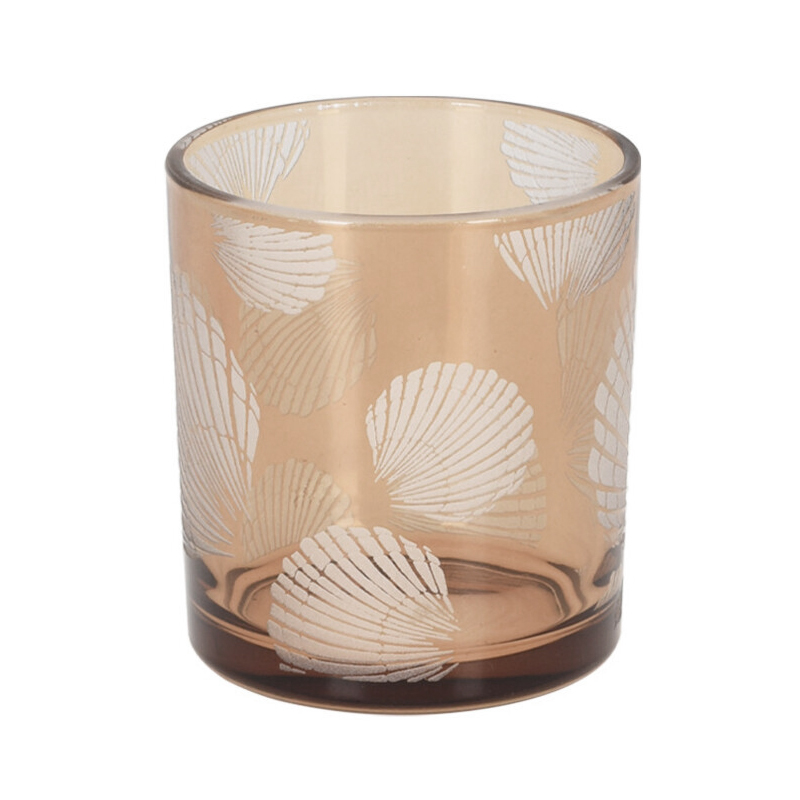 Portavela de Vidrio Shell Ambar 7x8cm
