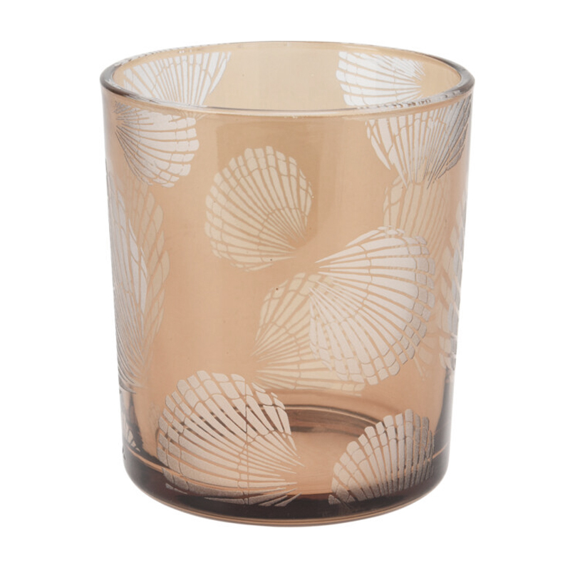 Portavela de Vidrio Shell Ambar 9x10cm